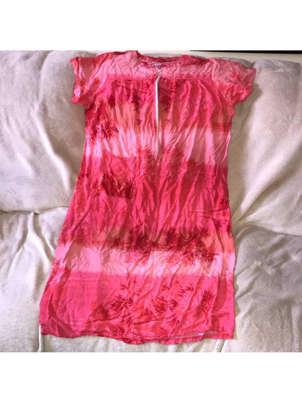 Vanee OS red and Pink Short Sleeve Cover-Up swim / dress